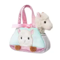Set geanta pentru copii cu jucarie de plus Fancy Pals, 2 in 1 - Alpaca alba, Geanta multicolorata, 20 cm