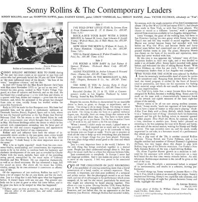 Sonny Rollins And The Contemporary Leaders - Vinyl