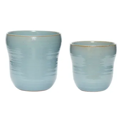 Set 2 ghivece din ceramică Hübsch Tina, albastru