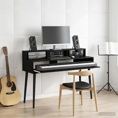 vidaXL Birou de studio Stejar Negru 130 x 42,5 x 36 cm Lemn prelucrat