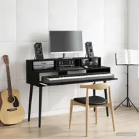 vidaXL Birou de studio Stejar Negru 130 x 42,5 x 36 cm Lemn prelucrat