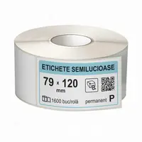 Rola etichete autoadezive semilucioase 79x120 mm, adeziv permanent, 1600 etichete rola