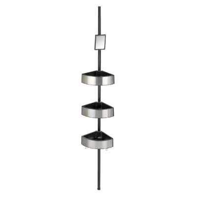 Raft telescopic pentru duș Wenko Prea Silver/Black, 27 x 20 cm
