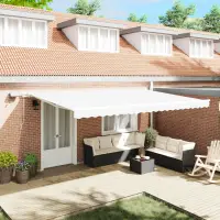 vidaXL Copertină retractabilă Alb 500 × 300 cm Țesătură și Aluminiu