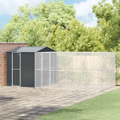 vidaXL Cușcă pentru păsări Antracit 635 x 304 x 247 cm Oțel Galvanizat
