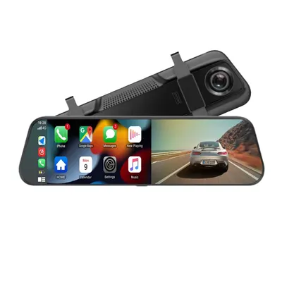 Oglinda DVR, 2K, 9.66 touch screen, CarPlay si Android Auto wireless, Control vocal, Monitorizare parcare, Camera marsarier - AD-BGCMXP7
