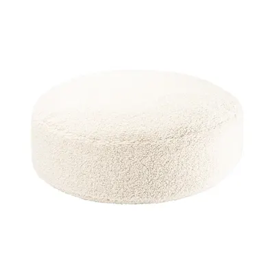 Fotoliu puf pentru copii crem cu tapițerie din țesătură bouclé Round – Wigiwama