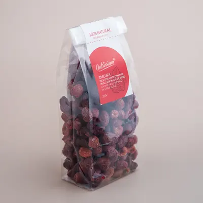 Zmeură infuzată în suc de mere - fără zahăr - 200 g