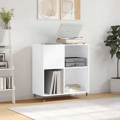 vidaXL Dulap pentru discuri, alb, 84,5x38x89 cm, lemn compozit