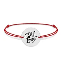 Lover - Bratara snur personalizata banut argint 925 cu textul My Love
