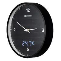 Ceas de perete Bresser MyTime LED 8020215CM3000, termometru, negru