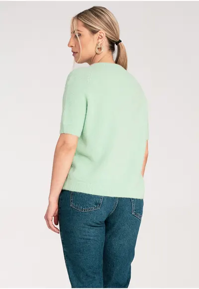 Pulover dama - verde menta - maneca scurta - tricot