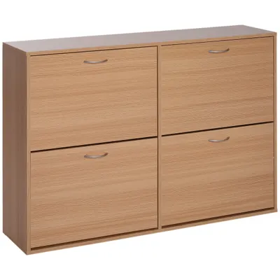 HOMCOM Dulap Pantofi Spațios, Design Modern pentru Hol, Mobilier Eficient pentru Depozitare, Alb | Aosom Romania