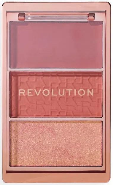 Makeup Revolution Paletă de fard de obraz pentru față Icon Blush, Rose, 3 culori