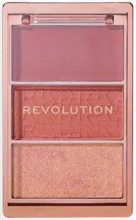 Makeup Revolution Paletă de fard de obraz pentru față Icon Blush, Rose, 3 culori