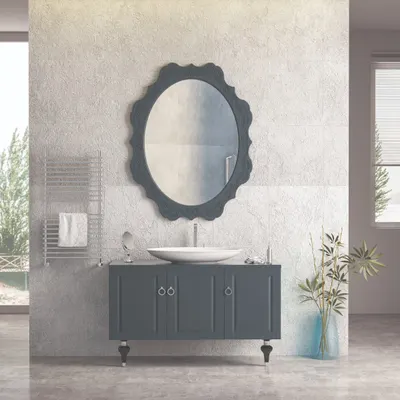 Set mobilier baie Palermo cu baza pentru lavoar oglinda 120 cm antracit