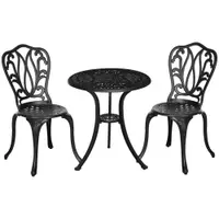 Outsunny Set de Grădină Exterior, Masă Rotundă și Scaune din Aluminiu, Masă de Bistrou cu Orificiu pentru Umbrelă, Mobilier pentru Terasă, Grădini, Verande, Balcoane, Lângă Piscină – Negru | Aosom Romania