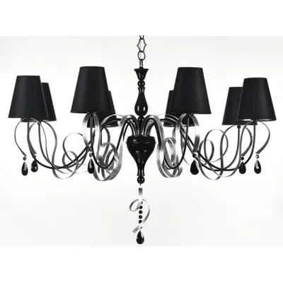 Candelabru Intreccio,8 becuri dulie E14, 230V,D.100 cm, H.67 cm,Negru
