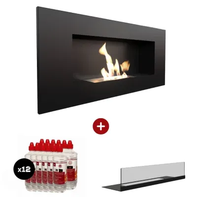 Pachet pro DELTA 2 Negru - 90 x 40 cm + sticla biosemineu + 12L bioetanol