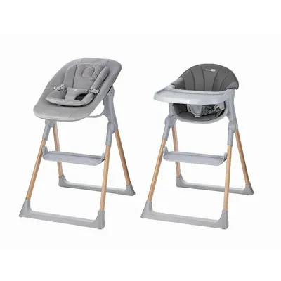 Scaun de masa 2 in 1, FreeON, Flexi Grow, Transformabil, Pliabil, Contine 2 accesorii, 0 luni +, Gri