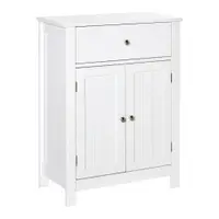 Kleankin Dulap de Baie cu 1 Sertar 2 Uși și Raft Interior Reglabil Mobilier Auxiliar de Depozitare Multifuncțional pentru Sufragerie Bucătărie Antivuelco 60x30x80 cm Alb | Aosom Romania