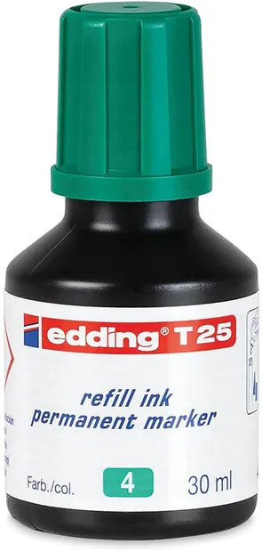 Cerneală pentru markere permanente Edding T25 - Verde, 30 ml