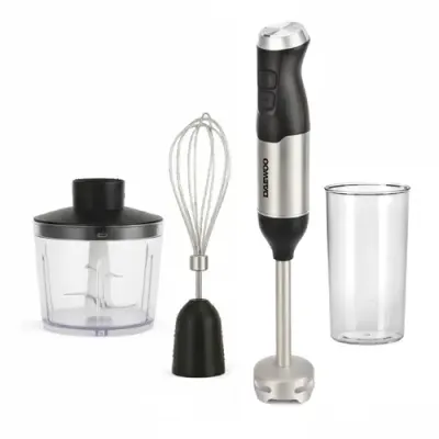 Mixer vertical Daewoo DHB60BX, putere 600 W, tija detasabila din inox, 2 trepte de viteza, lama din inox (Negru/Inox)