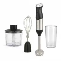 Mixer vertical Daewoo DHB60BX, putere 600 W, tija detasabila din inox, 2 trepte de viteza, lama din inox (Negru/Inox)