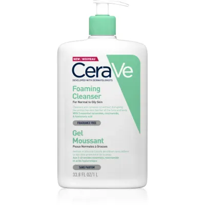 CeraVe Cleansers Foaming Cleanser gel spumant de curatare pentru piele normala si grasa 976 ml
