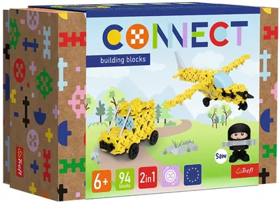 Mini constructor 3 in 1 Trefl Connect - Avion/Jeep, 94 de piese