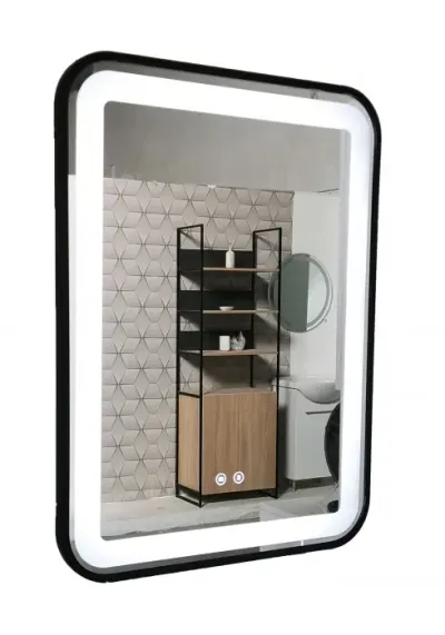 Oglinda cu iluminare LED si functie dezaburire, MD3, rama neagra, 60x80 cm