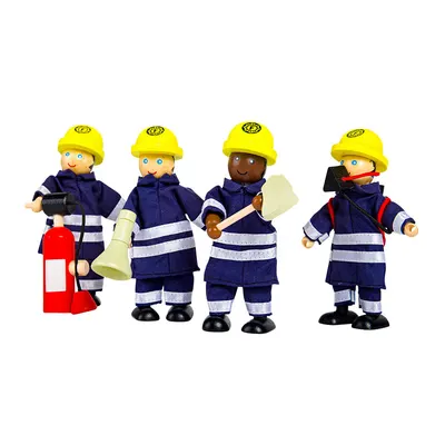 Figurină din lemn Bigjigs - Pompier, 12 cm, sortiment