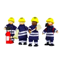 Figurină din lemn Bigjigs - Pompier, 12 cm, sortiment