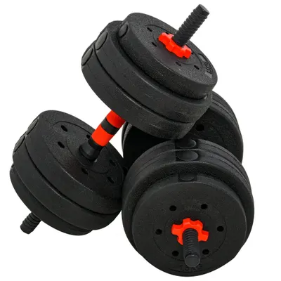 HOMCOM Set 2 Gantere convertibile in Haltera, 25kg cu 12 Discuri greutati