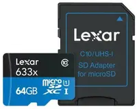 Card de memorie Lexar - microSDXC, 64GB, Class 10, UHS-I, albastru
