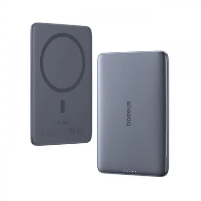 Baterie Externa Wireless Baseus PicoGo AM41, 5000mAh, 20W, PD + FQI, 1 x QI - 1 x USB-C, Gri P1007680C813-00