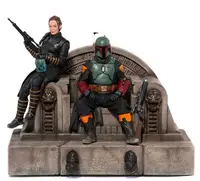 Statuetă Iron Studios Television: The Mandalorian - Boba Fett și Fennec Shand pe tron, Deluxe 1/10