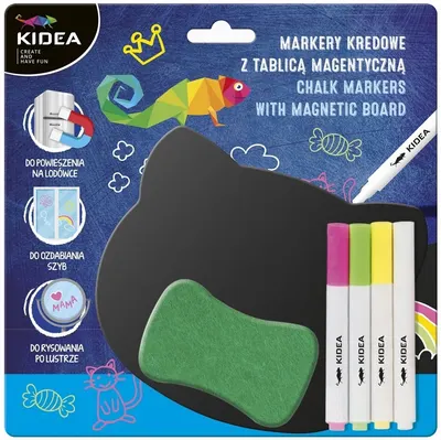 Set de markere Kidea - Cu tablă magnetică și burete