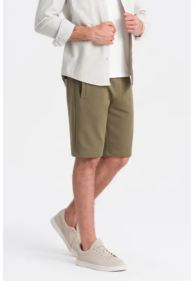 Pantaloni scurti de bumbac cu talie ajustabila - Verde masliniu