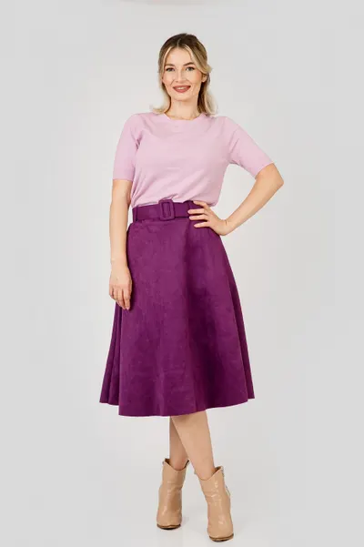 Fusta clos Jolene cu centura in talie - Magenta