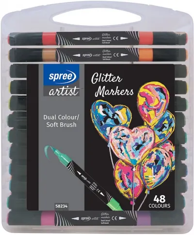 Set de markere cu două vârfuri Spree Artist – Cu sclipici, 24 bucăți