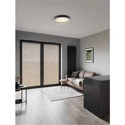 Plafoniera PAULINE Nisipiu Negru Aluminiu & Sticla clara LED 48W 230V 4010Lm 3000K IP20 Triac Dimabil