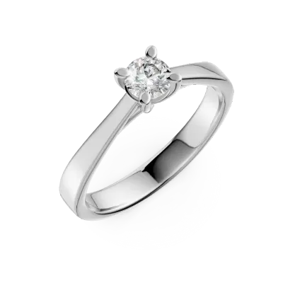Inel de logodna din aur alb cu un diamant solitaire de 0.3ct