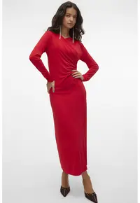 Rochie maxi cu croiala cambrata - Rosu