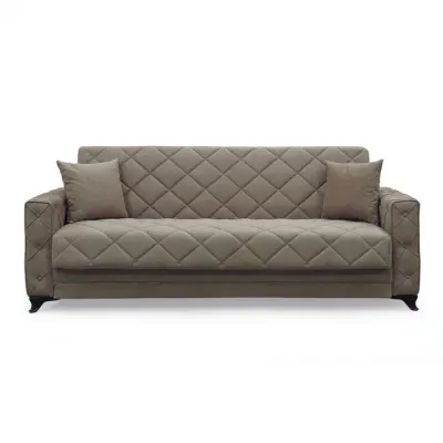 Canapea extensibila HEGEL, 3 locuri, cu arcuri si lada pentru depozitare, maro, 228x85x85 cm