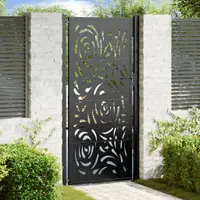 vidaXL Poartă de grădină neagră 100x200 cm, oțel, design cu flacără