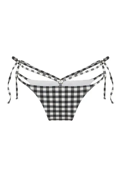 Slip brazilian cu bretele decorative 31381 - Alb/Negru