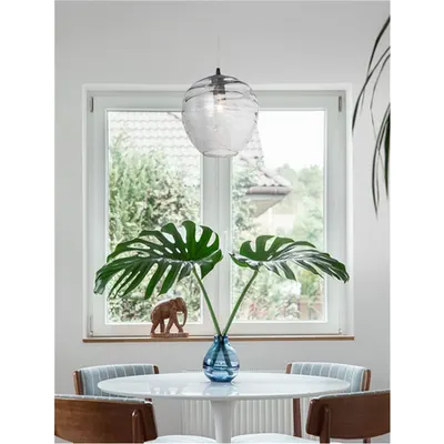 Lampa suspendata EVLEEN Mat Negru Metal & Deschis Gri Sticla LED E27 1x12 Wat 230 Volt IP20 Fara bec