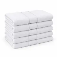 Set 5 prosoape medii 50x90cm, din 100% bumbac pakistanez, 400g, Line, Alb