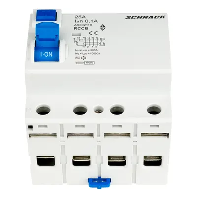 Intreruptor diferential AMPARO (10kA), 25A, 4-poli, 100mA